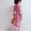 Ava Cotton Midi Dress Pink Flourishing Meadow Border Ava Cotton Midi Dress Pink Flourishing Meadow Border