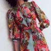 Ava Linen Blend Midi Dress Blue Tropical Safari Placement Ava Linen Blend Midi Dress Blue Tropical Safari Placement
