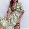 Ava Linen Blend Midi Dress Multi, Botanical Trail Ava Linen Blend Midi Dress Multi, Botanical Trail