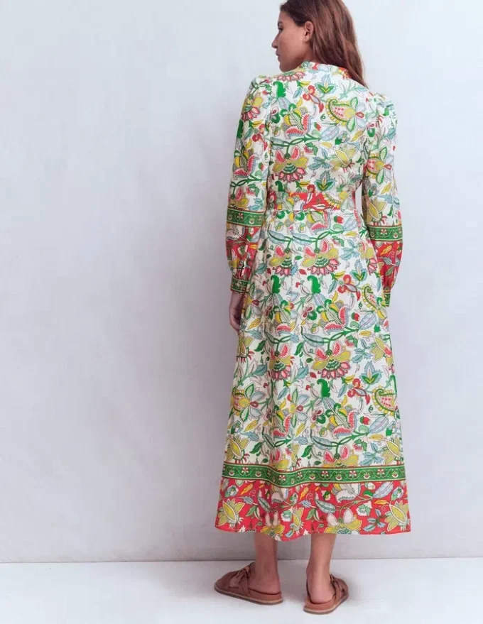 Ava Linen Blend Midi Dress Multi, Botanical Trail Ava Linen Blend Midi Dress Multi, Botanical Trail