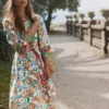 Ava Linen Blend Midi Dress Multi, Botanical Trail Ava Linen Blend Midi Dress Multi, Botanical Trail