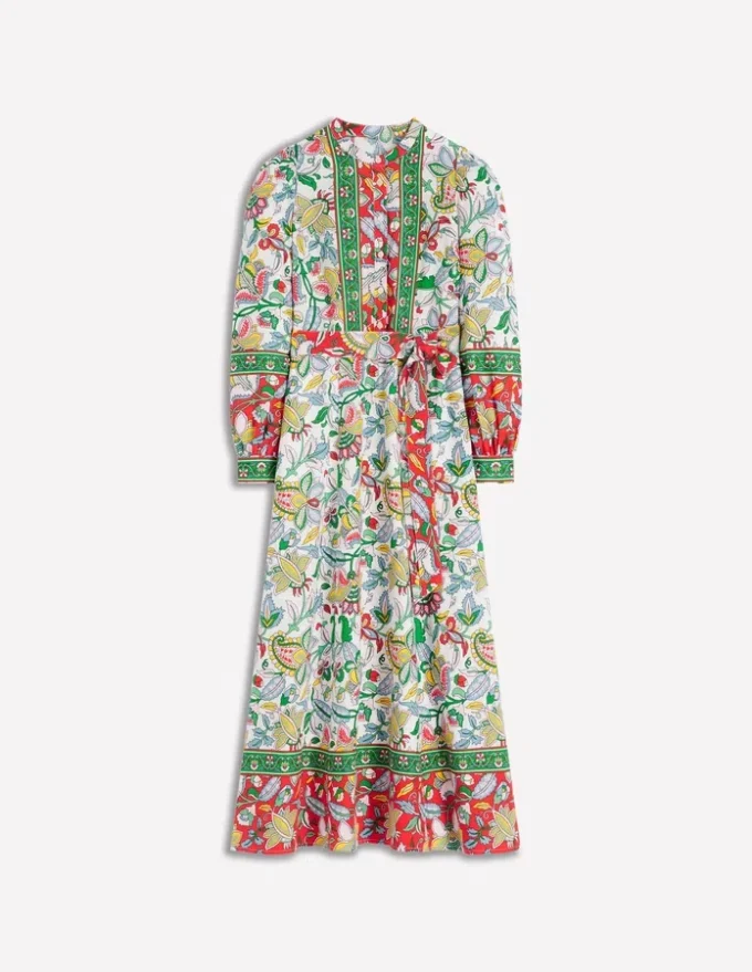Ava Linen Blend Midi Dress Multi, Botanical Trail Ava Linen Blend Midi Dress Multi, Botanical Trail