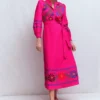 Ava Linen Blend Midi Dress Multi Embroidery Ava Linen Blend Midi Dress Multi Embroidery
