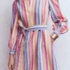 Ava Linen Blend Midi Dress Pink, Green, Purple Multi Ava Linen Blend Midi Dress Pink, Green, Purple Multi