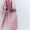 Ava Linen Blend Midi Dress Pink, Green, Purple Multi Ava Linen Blend Midi Dress Pink, Green, Purple Multi