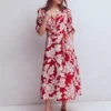 Ava Linen Blend Midi Dress Salsa, Botanical Flourish Ava Linen Blend Midi Dress Salsa, Botanical Flourish