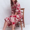 Ava Linen Blend Midi Dress Salsa, Botanical Flourish Ava Linen Blend Midi Dress Salsa, Botanical Flourish
