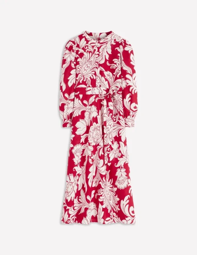 Ava Linen Blend Midi Dress Salsa, Botanical Flourish Ava Linen Blend Midi Dress Salsa, Botanical Flourish