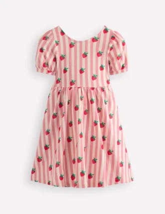 Ballerina Jersey Dress Almond Pink Strawberry Stripe
