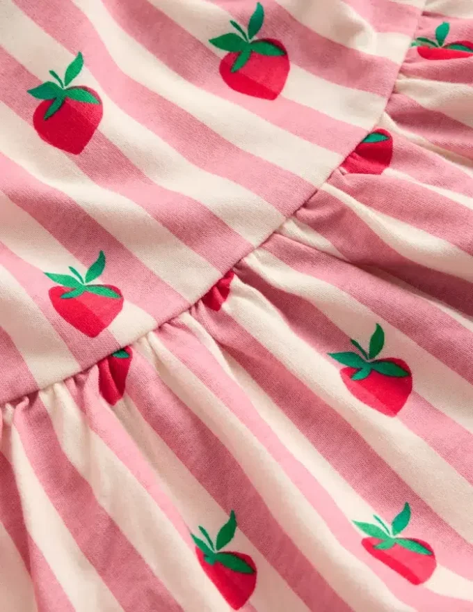 Ballerina Jersey Dress Almond Pink Strawberry Stripe Ballerina Jersey Dress Almond Pink Strawberry Stripe
