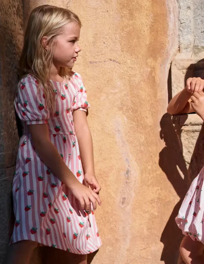 Ballerina Jersey Dress Almond Pink Strawberry Stripe Ballerina Jersey Dress Almond Pink Strawberry Stripe