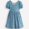 Ballerina Jersey Dress Kingfisher Blue Floral Vine