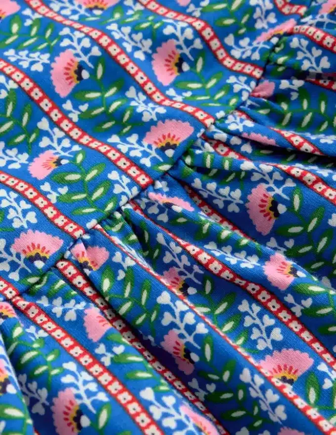 Ballerina Jersey Dress Kingfisher Blue Floral Vine