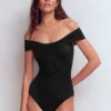 Bardot Wrap Swimsuit Black Bardot Wrap Swimsuit Black