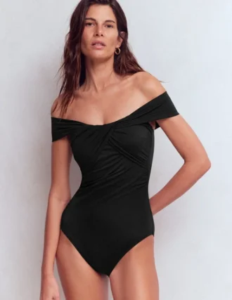 Bardot Wrap Swimsuit Black