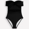 Bardot Wrap Swimsuit Black Bardot Wrap Swimsuit Black
