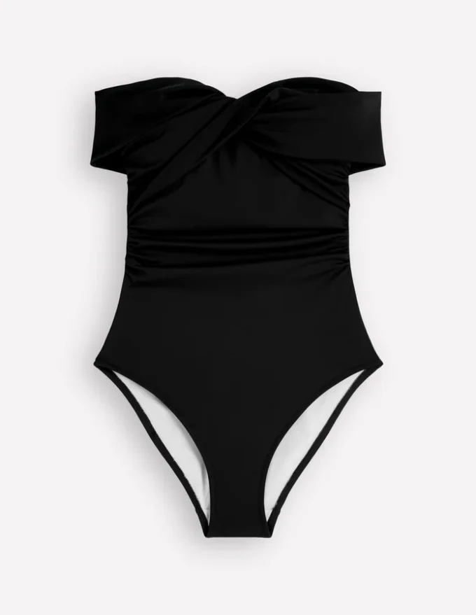 Bardot Wrap Swimsuit Black Bardot Wrap Swimsuit Black