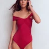 Bardot Wrap Swimsuit Merida Red Bardot Wrap Swimsuit Merida Red