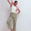 Barrel Leg Chino Pants Green, Navy, Pink Stripe Barrel Leg Chino Pants Green, Navy, Pink Stripe