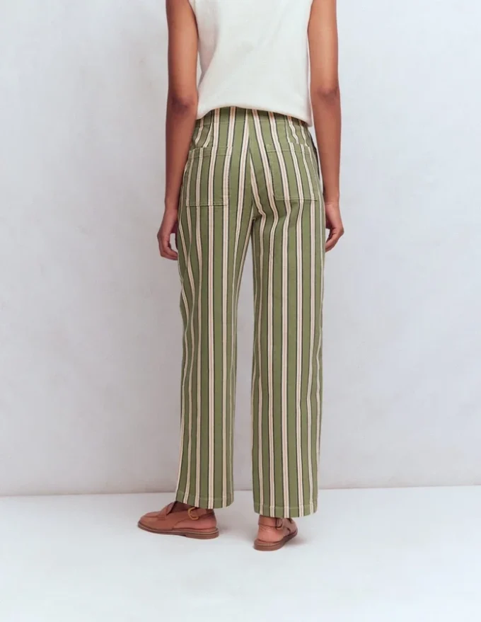 Barrel Leg Chino Pants Green, Navy, Pink Stripe Barrel Leg Chino Pants Green, Navy, Pink Stripe