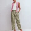 Barrel Leg Chino Pants Green, Navy, Pink Stripe Barrel Leg Chino Pants Green, Navy, Pink Stripe
