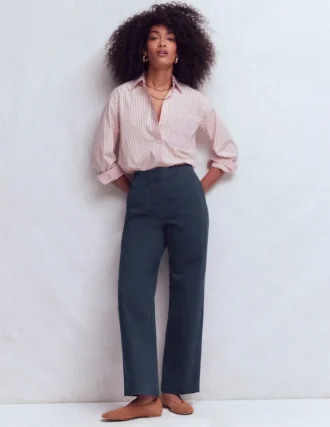 Barrel Leg Chino Pants Navy