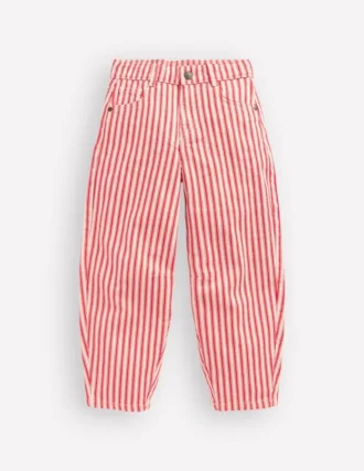 Barrel Leg Jeans Poppy Red Tram Stripe