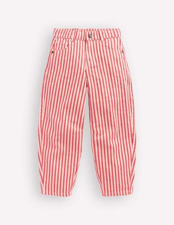 Barrel Leg Jeans Poppy Red Tram Stripe Barrel Leg Jeans Poppy Red Tram Stripe