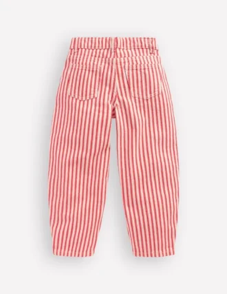 Barrel Leg Jeans Poppy Red Tram Stripe