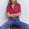 Bea Short Sleeve Shirt Red Violet Bea Short Sleeve Shirt Red Violet