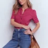 Bea Short Sleeve Shirt Red Violet Bea Short Sleeve Shirt Red Violet