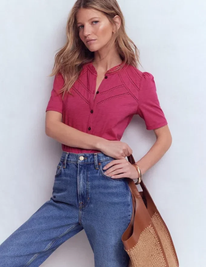 Bea Short Sleeve Shirt Red Violet Bea Short Sleeve Shirt Red Violet