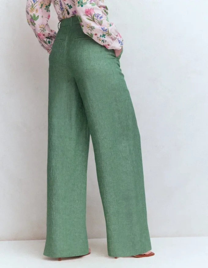 Belgravia Linen Pants Aloe Green Chambray