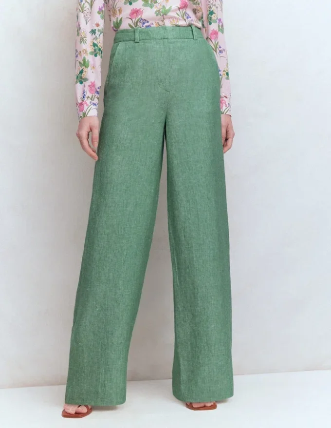 Belgravia Linen Pants Aloe Green Chambray