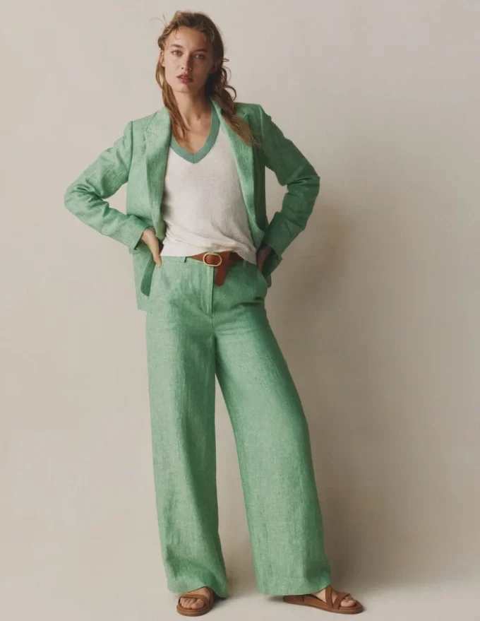 Belgravia Linen Pants Aloe Green Chambray