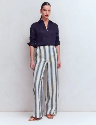 Belgravia Linen Pants Blue and White Stripe
