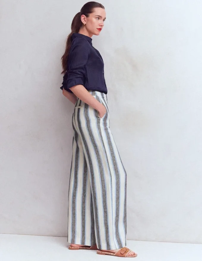 Belgravia Linen Pants Blue and White Stripe Belgravia Linen Pants Blue and White Stripe