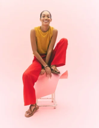 Belgravia Linen Pants Bright Cherry