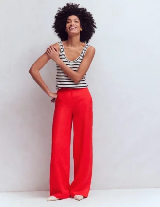 Belgravia Linen Pants Bright Cherry