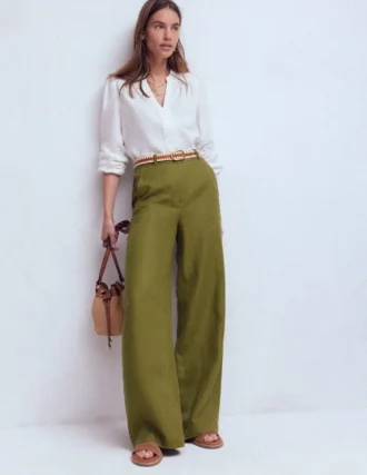 Belgravia Linen Pants Olive Green