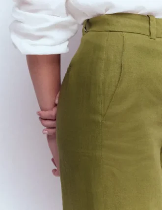 Belgravia Linen Pants Olive Green
