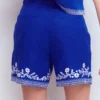 Belgravia Linen Shorts Bright Blue Embroidery Belgravia Linen Shorts Bright Blue Embroidery