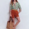 Belgravia Linen Shorts Burnt Orange
