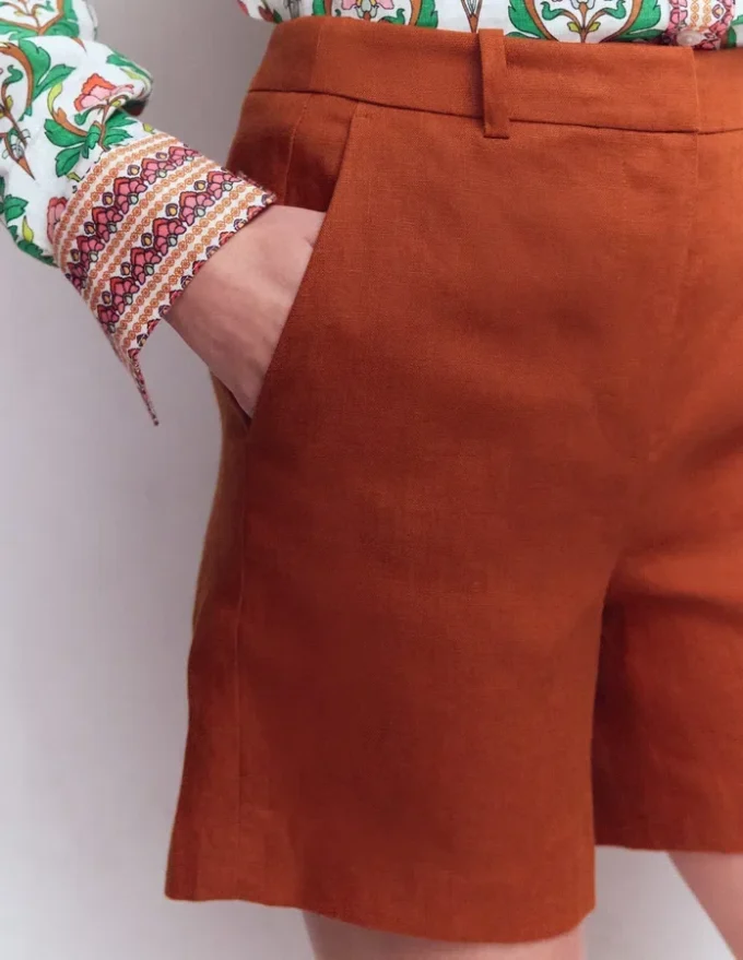 Belgravia Linen Shorts Burnt Orange