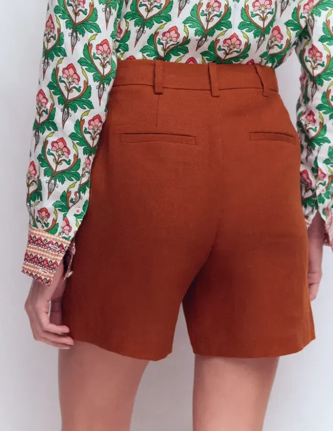 Belgravia Linen Shorts Burnt Orange