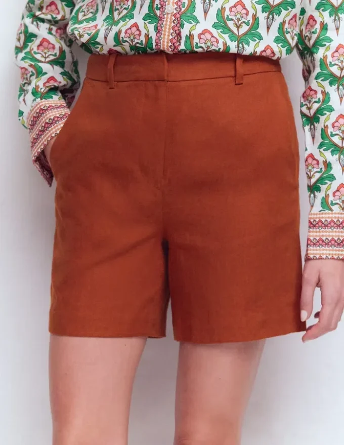 Belgravia Linen Shorts Burnt Orange