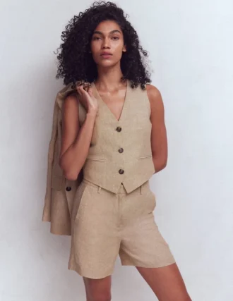Belgravia Linen Shorts Cappuccino Chambray