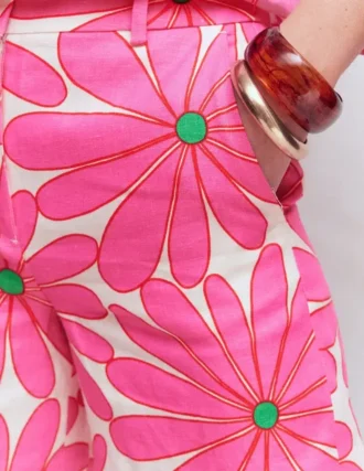 Belgravia Linen Shorts Pink, Daisy Blossom