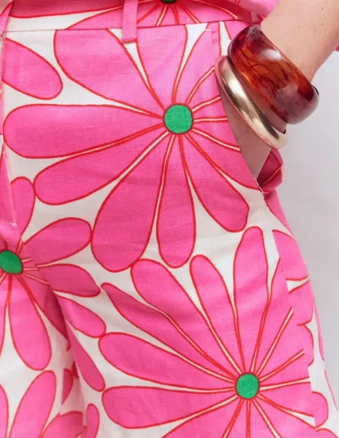 Belgravia Linen Shorts Pink, Daisy Blossom Belgravia Linen Shorts Pink, Daisy Blossom