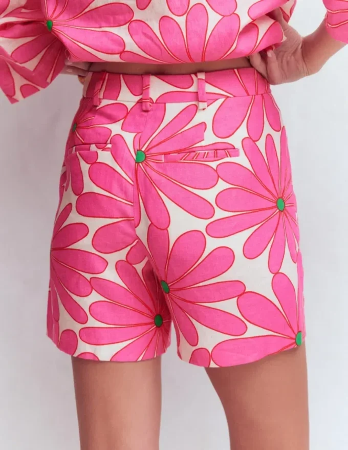 Belgravia Linen Shorts Pink, Daisy Blossom Belgravia Linen Shorts Pink, Daisy Blossom